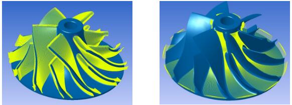 WorkNC用于叶轮叶片，叶轮底片加工
